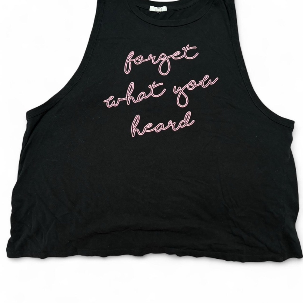Ardene Black Muscle Tee with Pink Script